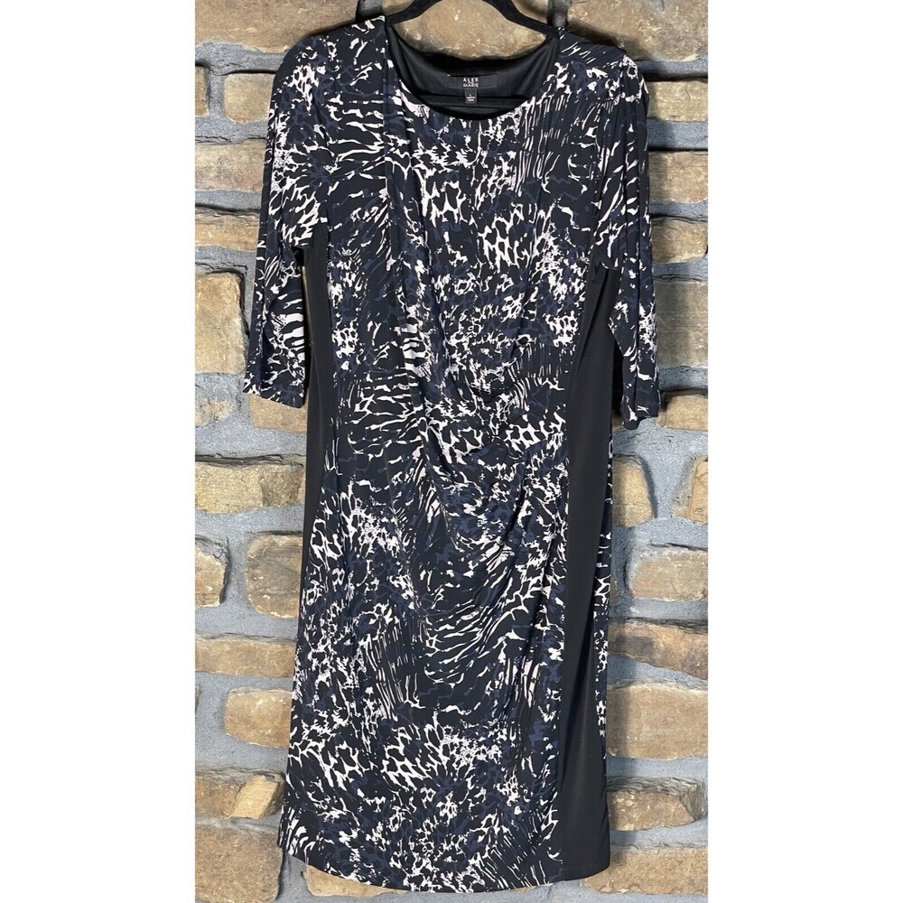 Alex Marie Womens Dress Large Wiggle Pencil Animal Print Stretch Side Stripe